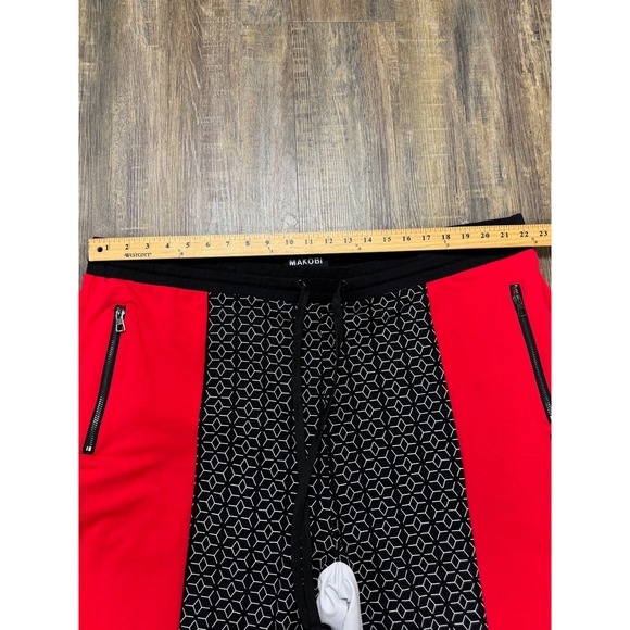 Makobi Mens Red Colorblock Geometric Tracksuit Set 2 Piece Shirt Pants 4XB NWT - Picture 11 of 16